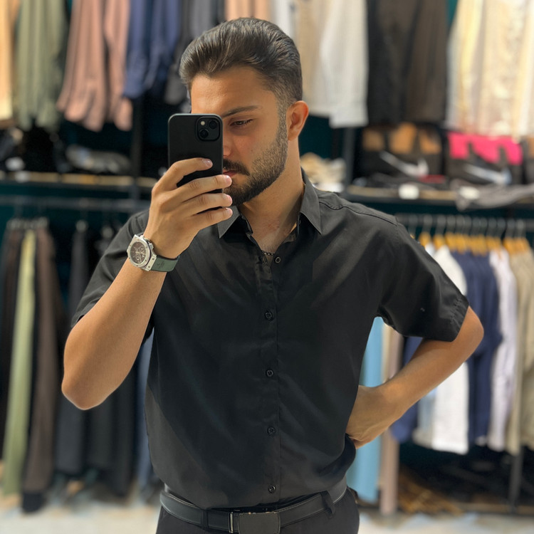 پیراهن مشکی مردانه استین کوتاه